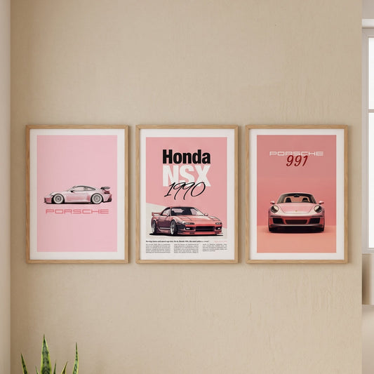 Humsf Porsche car wall frame decorative home decor featuring a detailed Porsche vehicle illustration for automotive enthusiasts