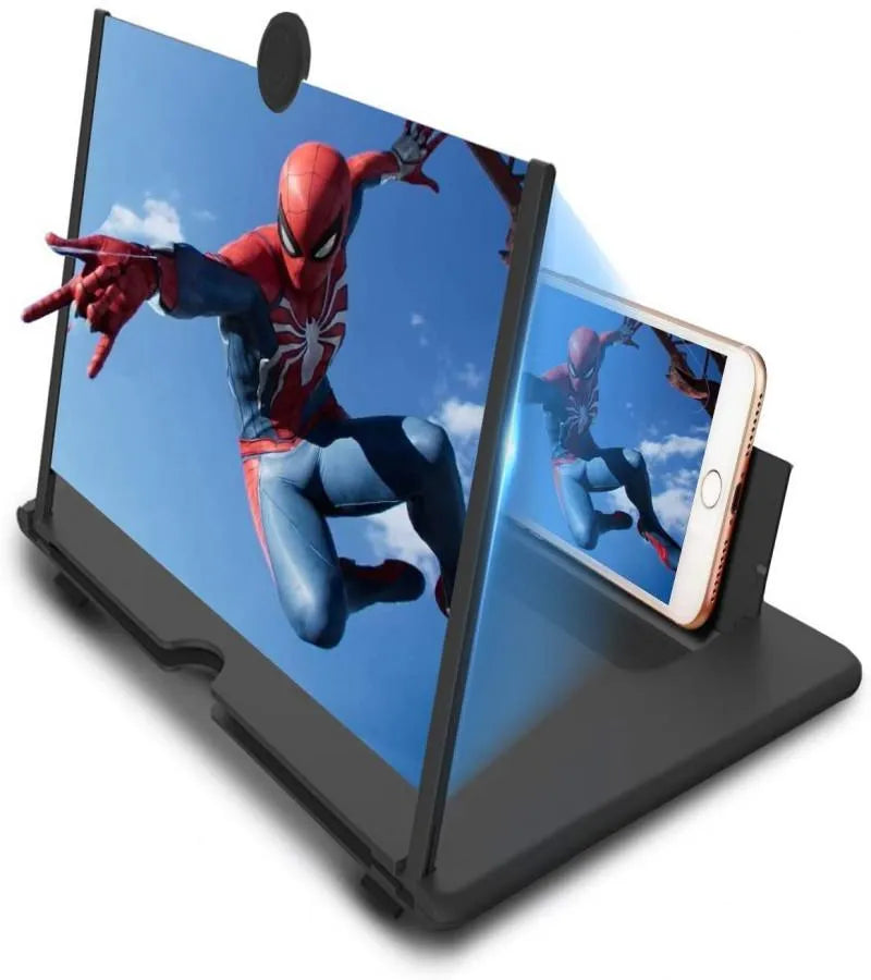 Humsaf HD screen magnifier for movies and games, portable home fun zone device with adjustable stand and clear viewing screen.